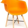 Кресло CINDY (EAMES) (mod. 919) дерево береза/металл/сиденье пластик, 60*62*79см, оранжевый/orange with фото