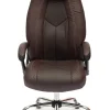 Кресло BOSS (хром) кож/зам, коричневый/коричневый перфорированный, 36-36/36-36/06 фото